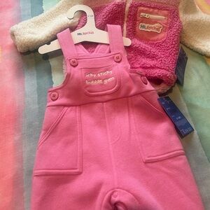 Ms. Rachel Pink Kids Overalls and sweater 6 to 12 months net